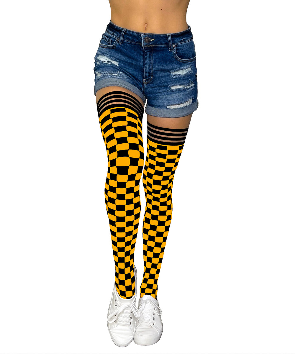 Game Day! - Black & Gold/Yellow Thigh-Highs