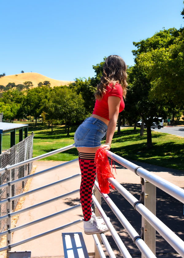 Game Day! - Red & Black Thigh-Highs