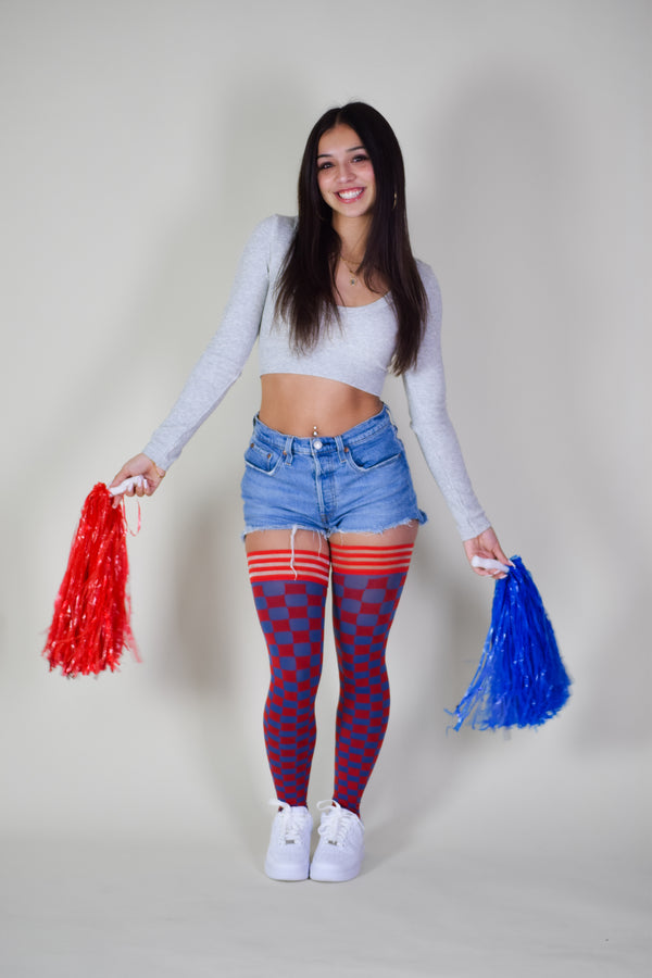 Game Day! - Red & Navy Thigh-Highs