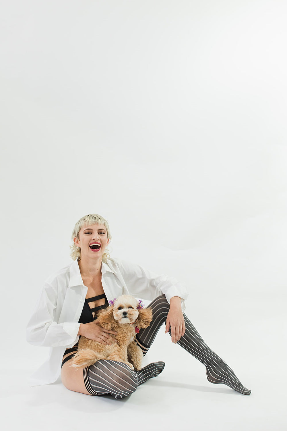 Kix'ies | "Annabelle" Pinstripe Thigh Highs, Petite to Plus Size