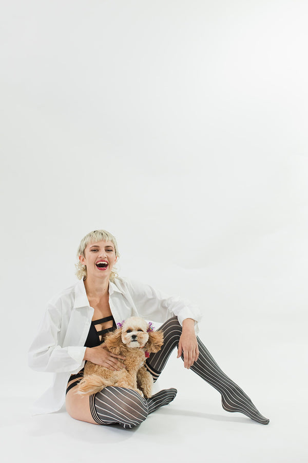 Kix'ies | "Annabelle" Pinstripe Thigh Highs, Petite to Plus Size