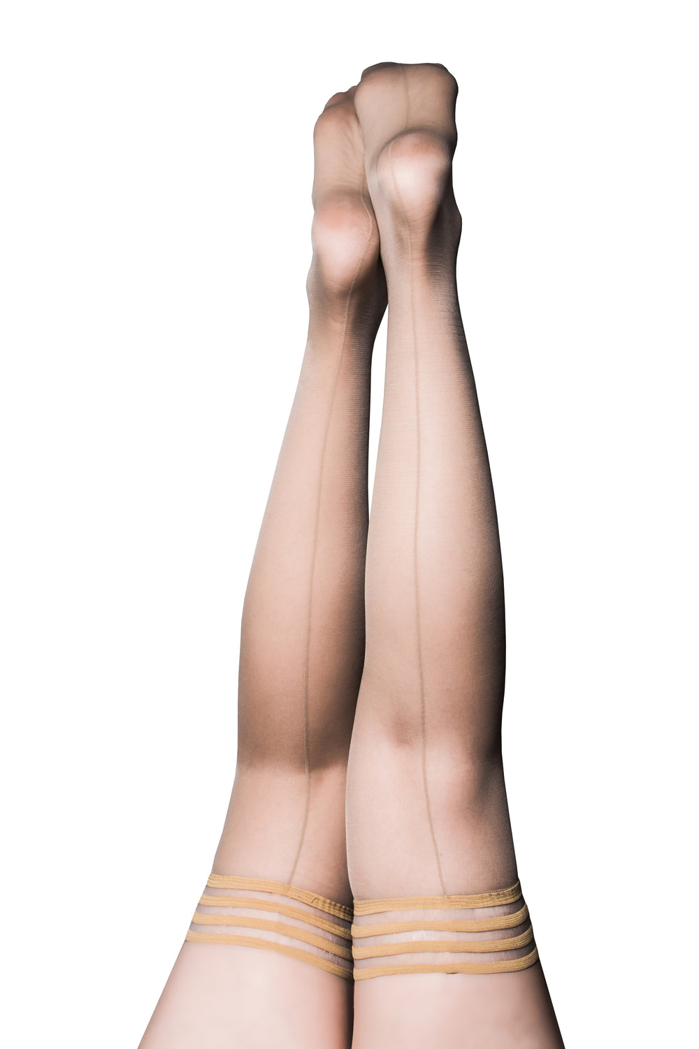 Kixies thigh highs for women, petite to plus size, nude thigh high stockings, rear seam stay-ups