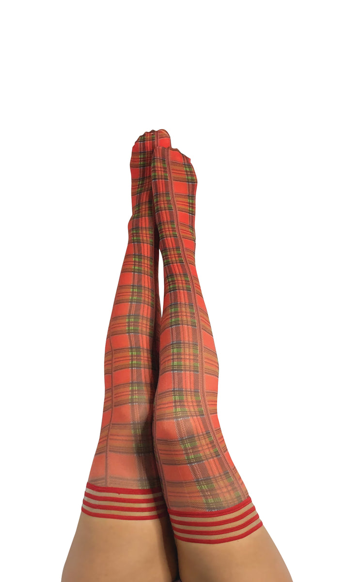 Grace: Red Plaid Thigh Highs. Petite to Plus Size, Fall Holiday – Kix'ies