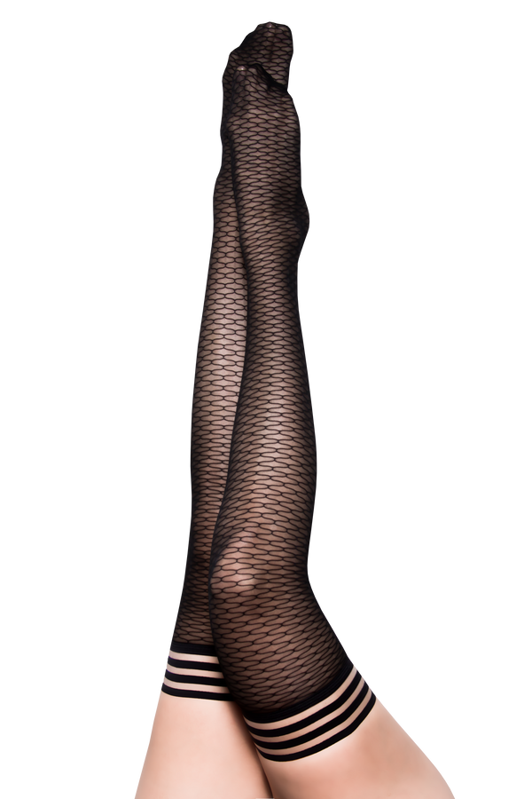Kix'ies | "Beth Ann" Modern Fishnet Thigh Highs, Petite to Plus Size