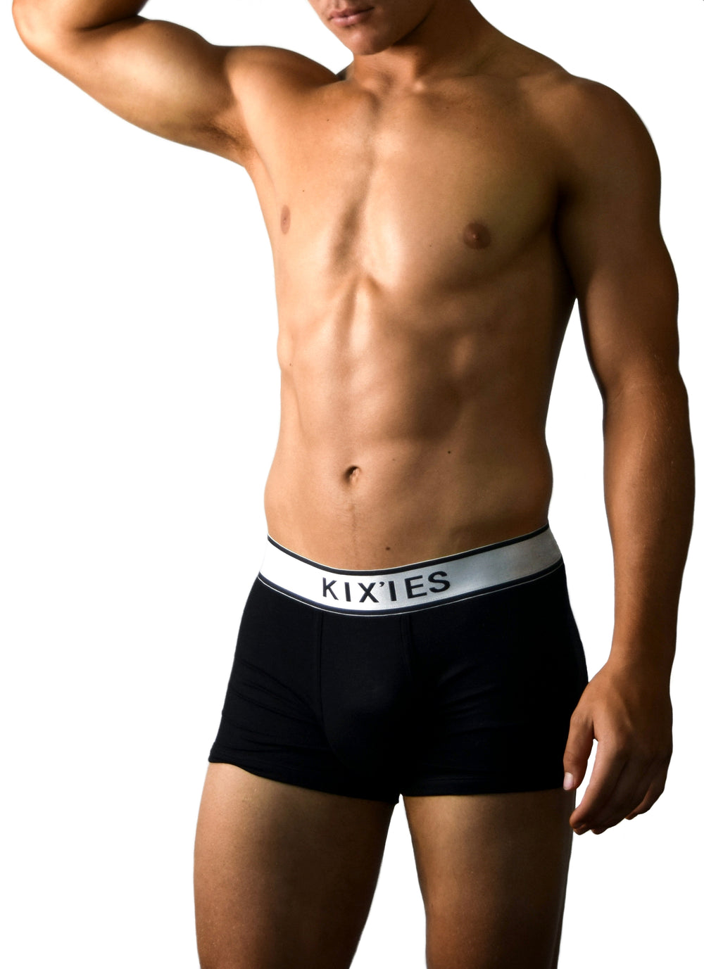 Elastane Men's trunk brief underwear, black trunks, Kixies