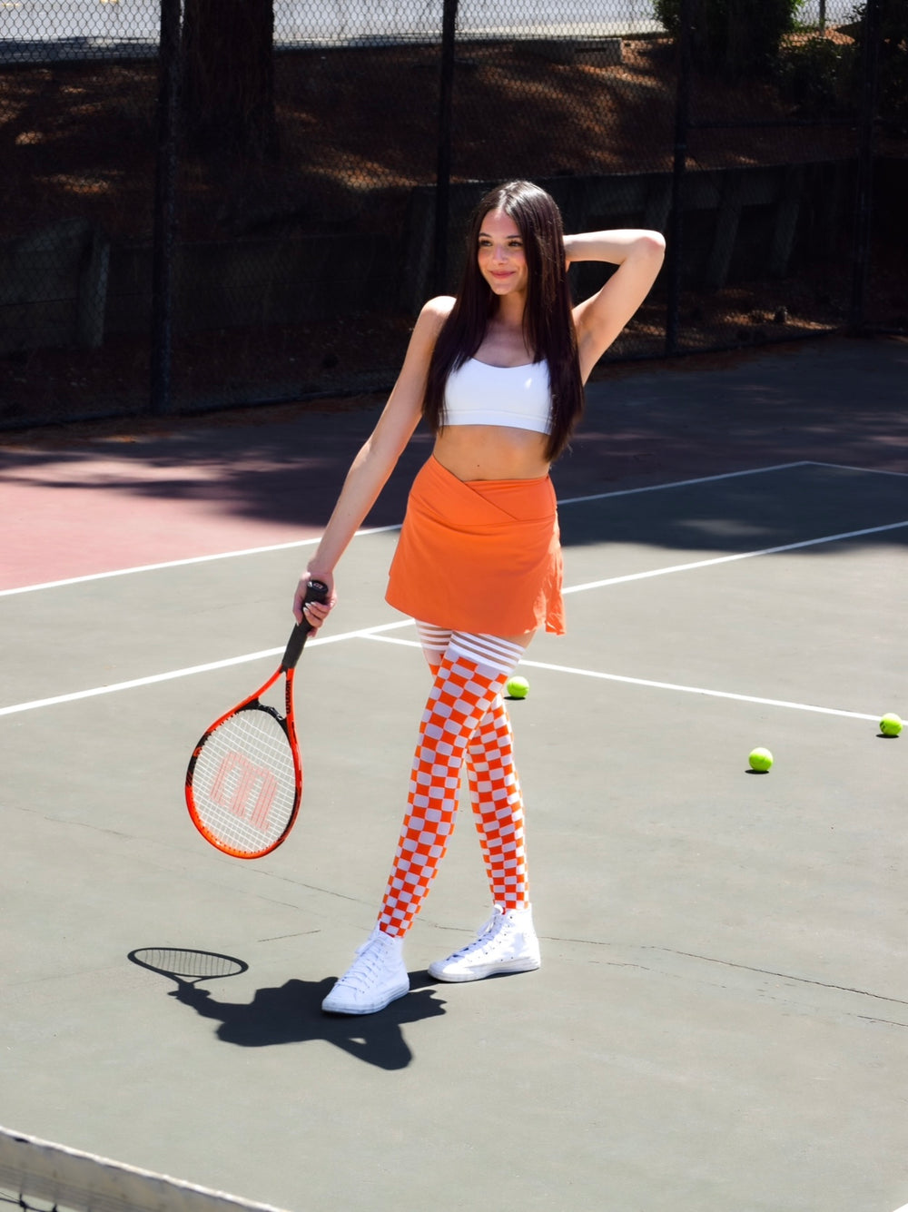 Game Day! - Orange & White Thigh-Highs