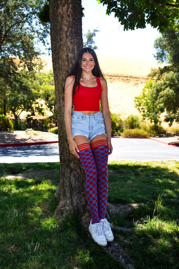 Game Day! - Red & Navy Thigh-Highs