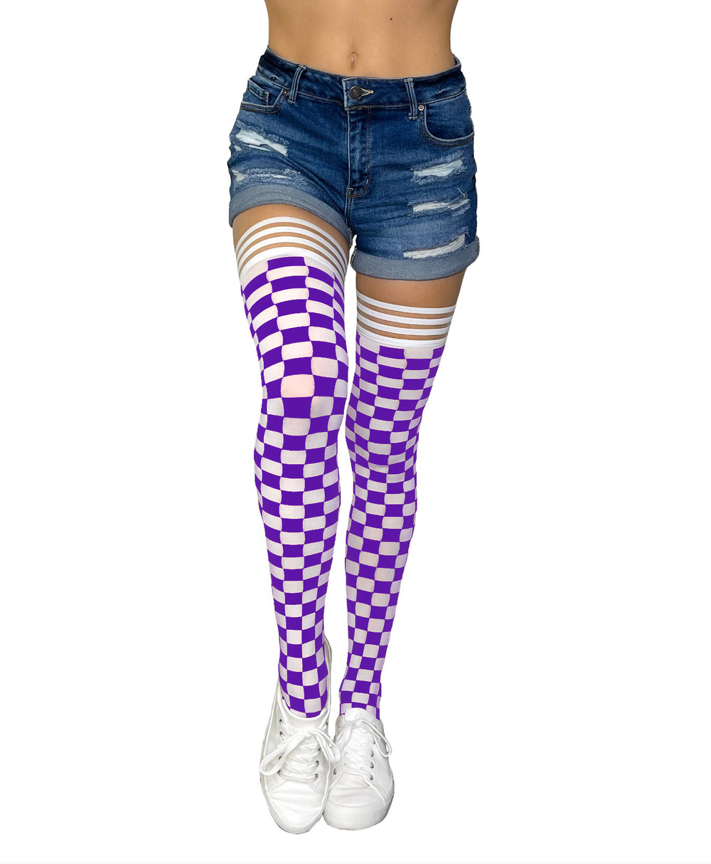 Game Day! - Purple & White Thigh-Highs