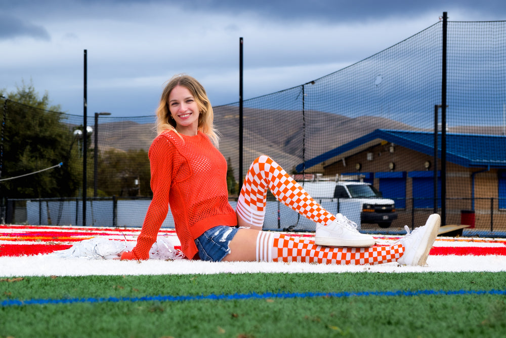 Game Day! - Orange & White Thigh-Highs