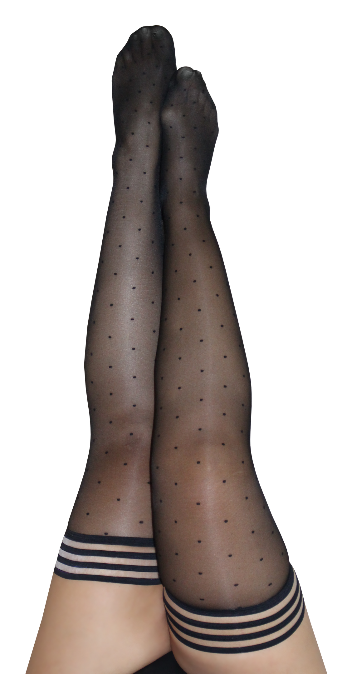 Ally Pin up Style Black Polka Dot Thigh Highs. Petite to Plus Size Kix ies