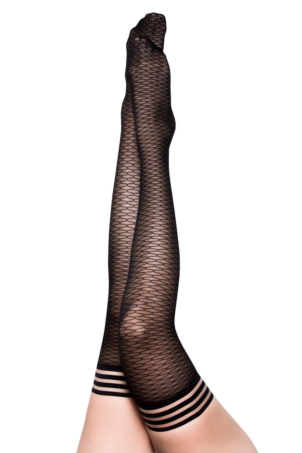 Kix'ies | "Beth Ann" Modern Fishnet Thigh Highs, Petite to Plus Size