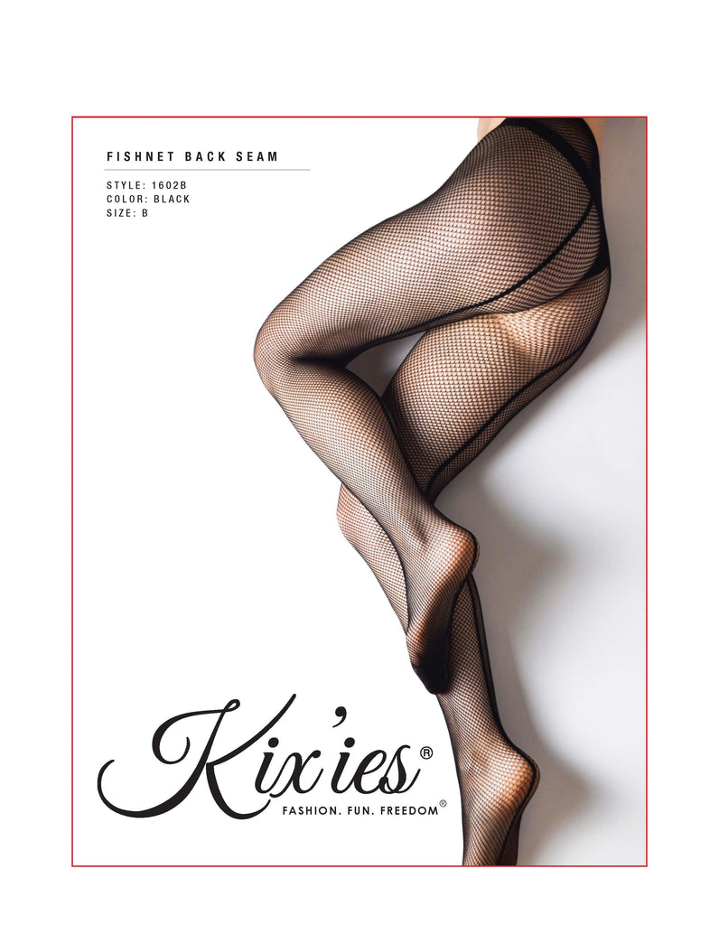Black Fishnet Patterned Tights, Back Seam - Petite to Plus Size Stockings –  Kix'ies