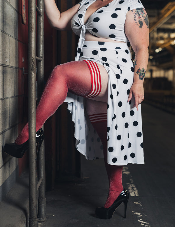 Kix'ies Shimmer Cranberry thigh-high tights, Fall fashion and holiday parties