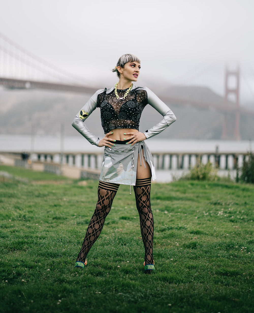 Elle: No Flush Beats This Pair of Diamond Thigh Highs. Petite to Plus Size