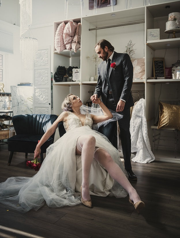 white sheer dot thigh high stockings for wedding day